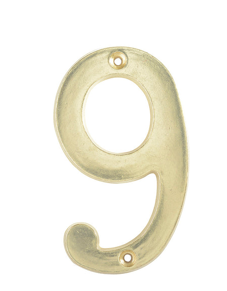 Numero 9 slim 4" latón brillante Lock