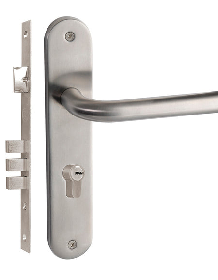 Manija acero inox Chatel placa llave estándar entrada Lock