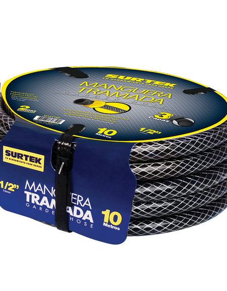 Surtek Manguera tramada gris 1/2" armada conector plást 20m