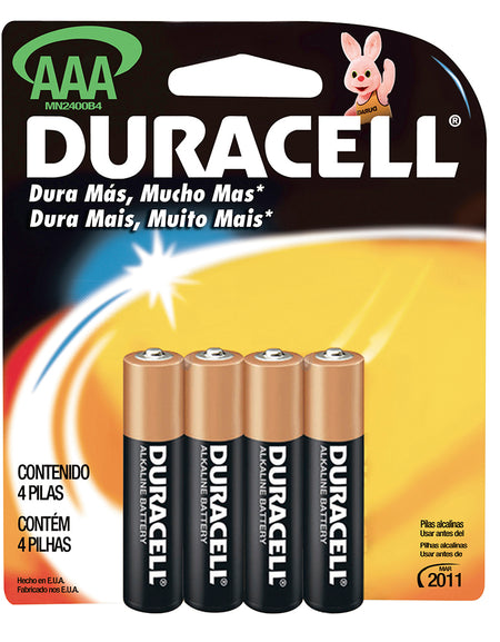 Pila alcalina marca Duracell® AAA con 4 piezas Surtek