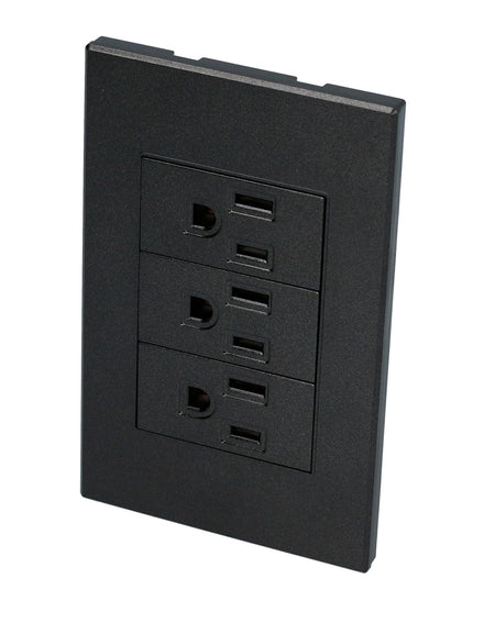 Placa con 3 contactos negro 1/3 Surtek.