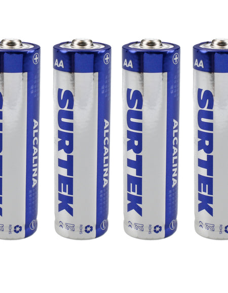 Pilas alcalinas AA blíster con 4 piezas Surtek.