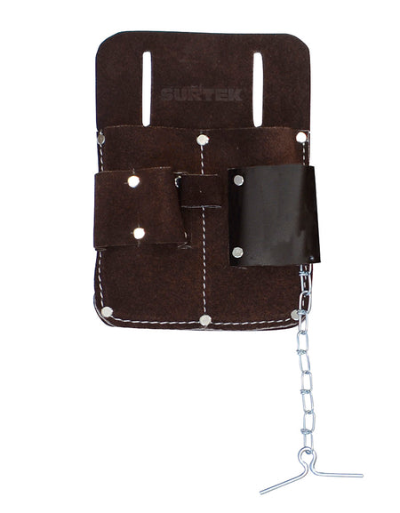 Surtek Portaherramientas cuero 6 compartimientos