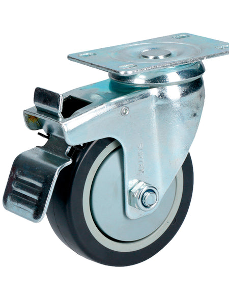 Rodaja polipropileno y poliuretano giratoria freno 4" Surtek