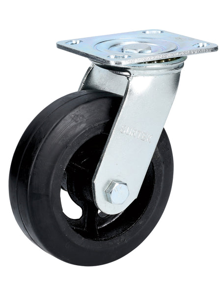 Rodaja de hule giratoria con rin de acero de 6" Surtek