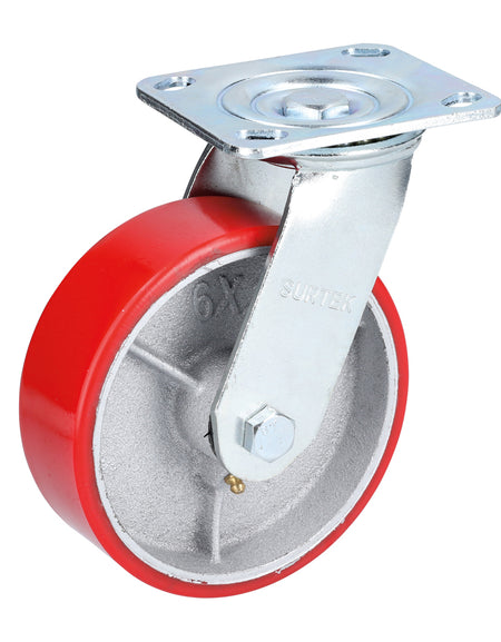 Rodaja de hierro con poliuretano giratoria de 3" Surtek