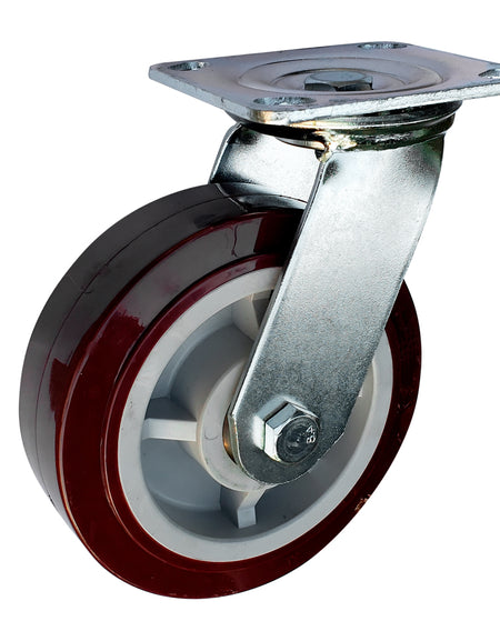 Rodaja de PU marrón giratoria 8" Surtek