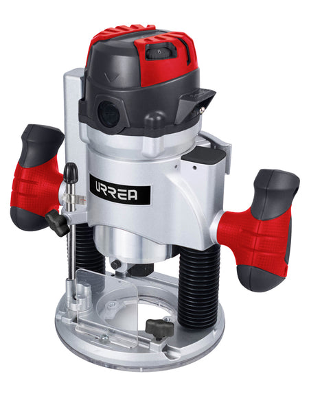 Router para madera con potencia de 1300 W, voltaje de 120 V, frecuencia de 60 Hz, velocidad sin carga de 11000 - 25000 r/min, profundidad de corte de 2" y diámetro de collet de 1/4" y 1/2" Urrea