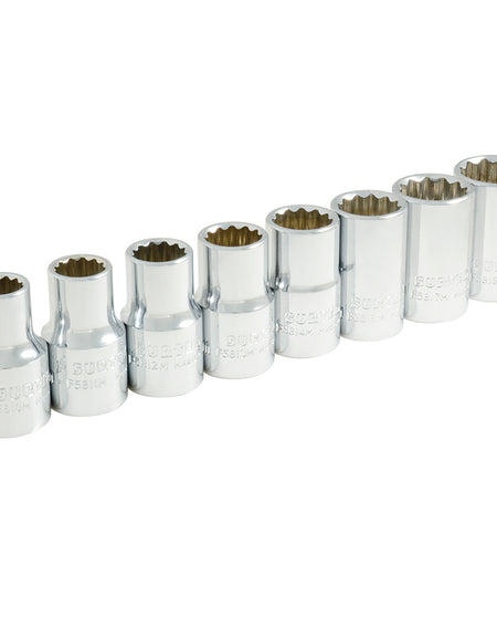 Surtek Juego de 8 dados métricos 1/2" en riel