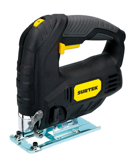 Sierra caladora pendular, potencia 600 W, tiempo de operación 20 min/ 5min, consumo energético 0.42 kWh, Vel 800- 3000 rpm Surtek