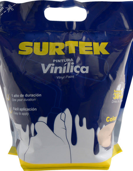 Surtek Pintura vinílica en bolsa , 3.7 Litros , Crema
