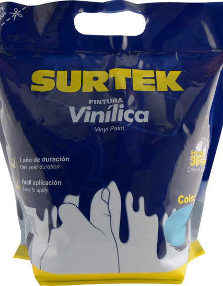 Surtek Pintura vinílica en bolsa , 3.7 Litros , Azul celeste