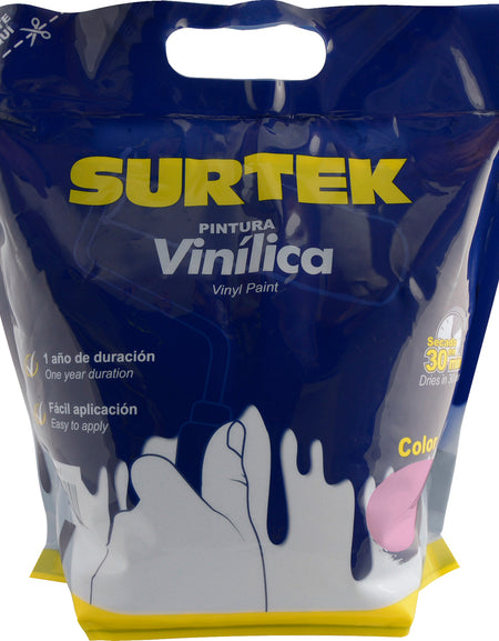 Surtek Pintura vinílica en bolsa , 3.7 Litros , Rosa
