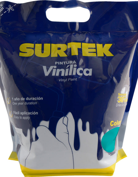 Surtek Pintura vinílica en bolsa , 3.7 Litros , Turquesa