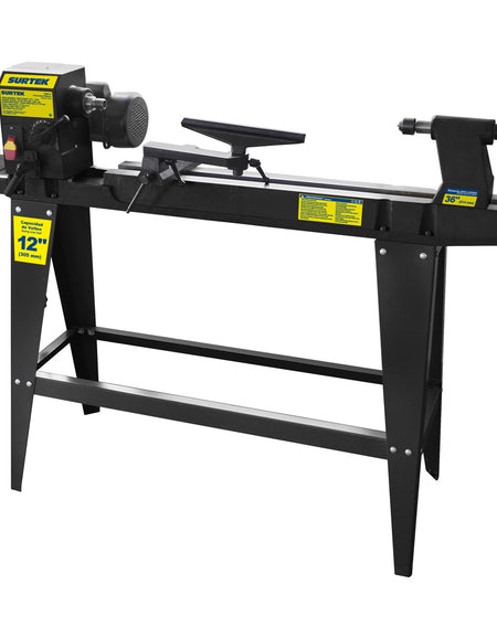 Surtek Torno para madera de 3/4 HP con una capacidad de volteo de 12" y una distancia entre ejes de 35"