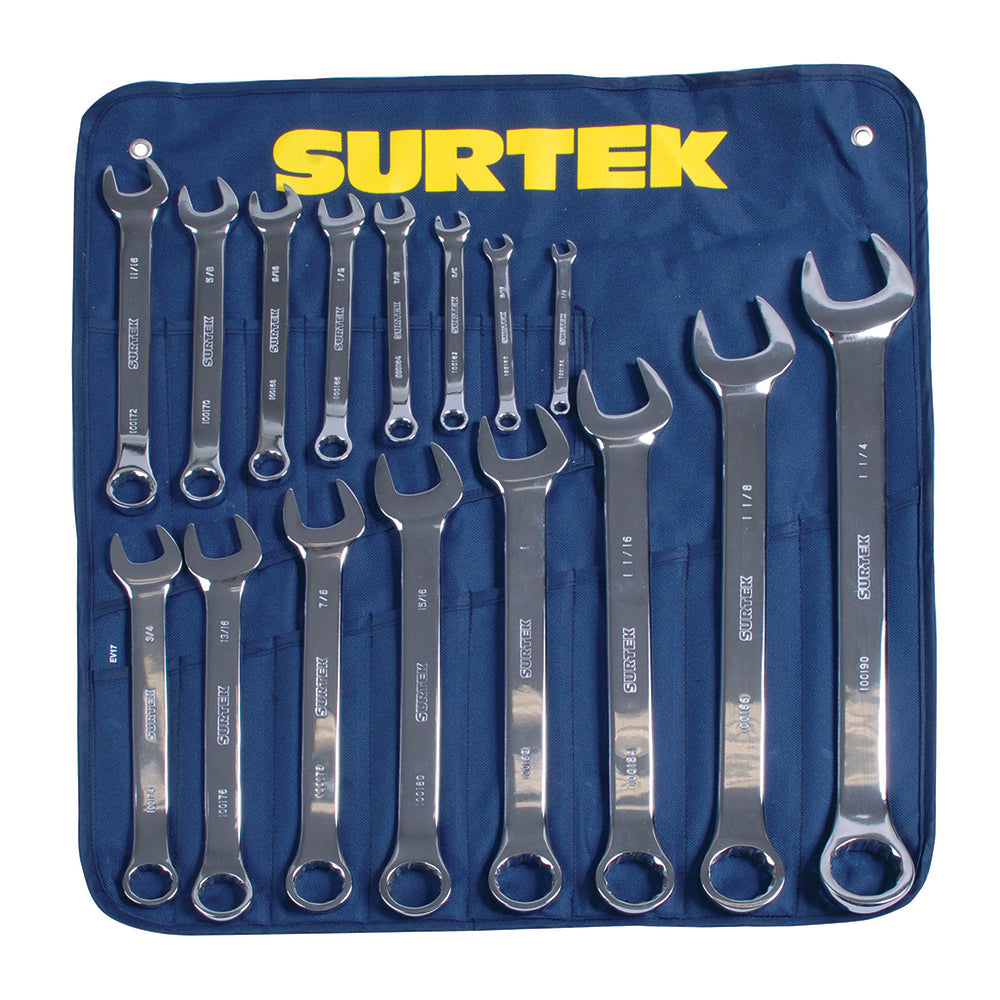 Surtek Juego 16 llaves combinadas pulido 12 puntas pulgadas