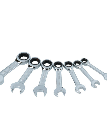 Juego llaves cortas combinadas con matraca pulgadas Surtek.