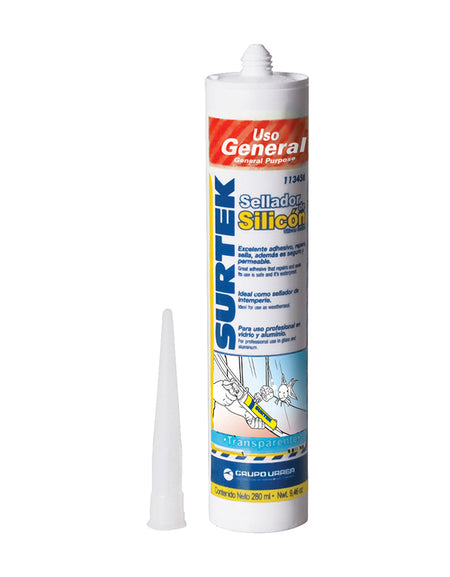Silicón de uso general transparente 280ml Surtek