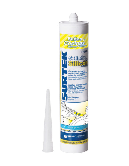 Silicón para baños y cocinas transparente 280ml Surtek