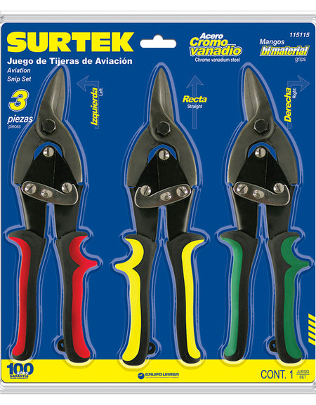 Juego de 3 tijeras tipo aviación Surtek
