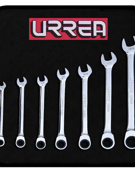 Juego de 7 llaves combinadas matraca en pulgadas Urrea