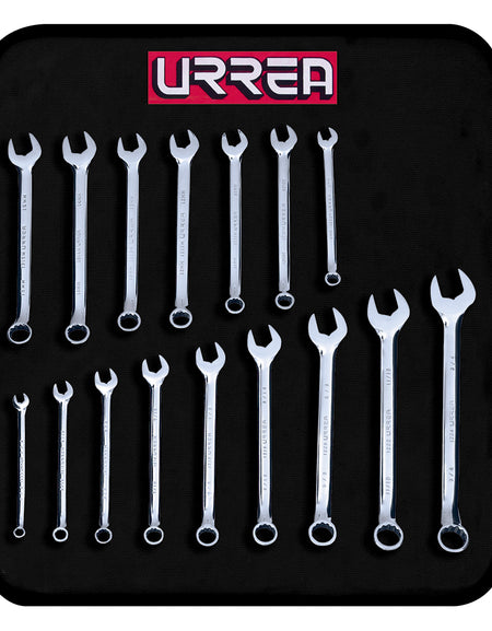 Juego 16 llaves combinado 12 puntas pulg y métricas Urrea