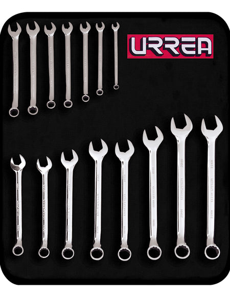 Juego 15 llaves combinadas pulido espejo 12 puntas met Urrea