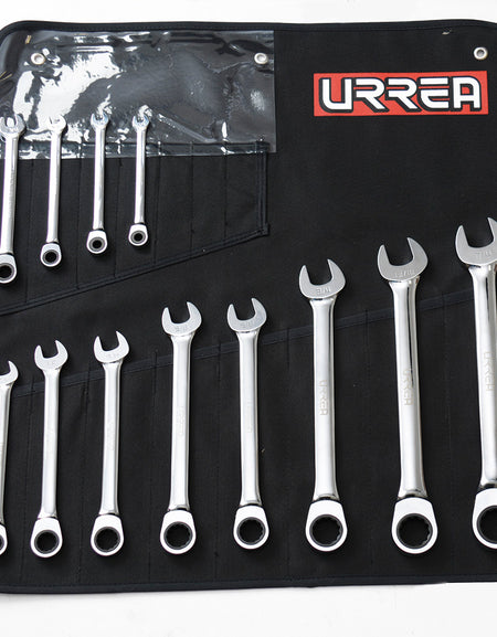 Juego de 15 llaves combinadas de matraca métricas Urrea