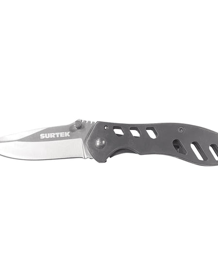 Navaja abatible de 1 hoja mango de acero inoxidable Surtek