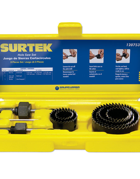 Juego de 9 cortacírculos bimetálicos Surtek