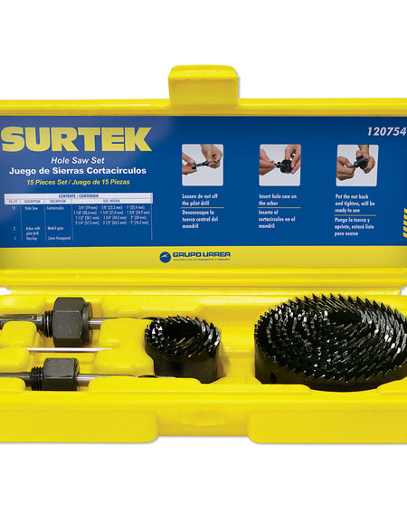 Juego de 15 cortacírculos bimetálicos Surtek