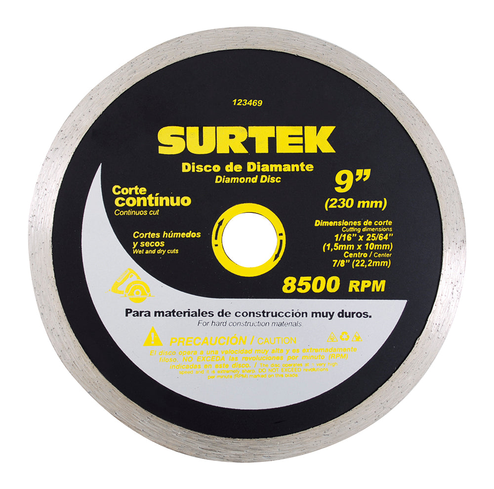 Surtek Disco de diamante corte continuo 9"