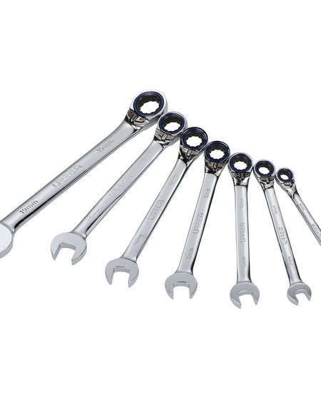 Juego7 llaves reversibles matraca flexibles métrico Urrea