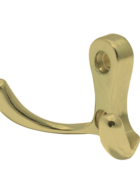 Gancho perchero doble, acabado latón brillante Lock