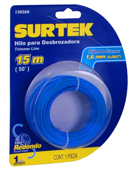 Nylon para desbrozadora en blíster 1.65mm x 15 mt Surtek