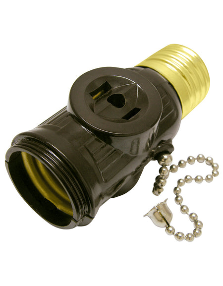 Portalámpara con cadena y ladrón café 127V Surtek