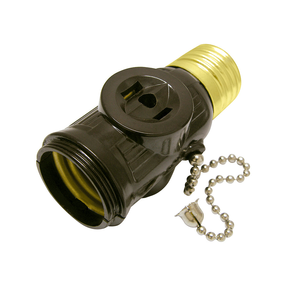 Portalámpara con cadena y ladrón café 127V Surtek