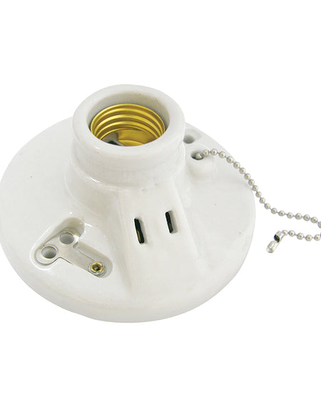 Portalámpara porcelana techo, cadena y ladrón4.5"127V Surtek