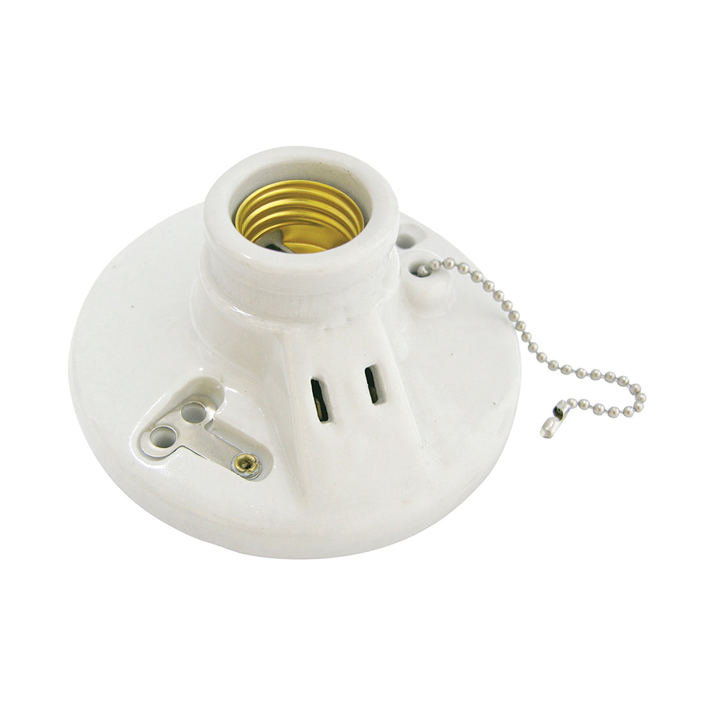 Portalámpara porcelana techo, cadena y ladrón4.5"127V Surtek