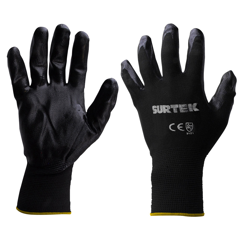 Guantes de Nylon recubrimiento de nitrilo talla chica Surtek
