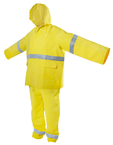 Surtek Juego de traje impermeable con reflejante de dos piezas (gabardina y pantalón) color amarillo talla chica