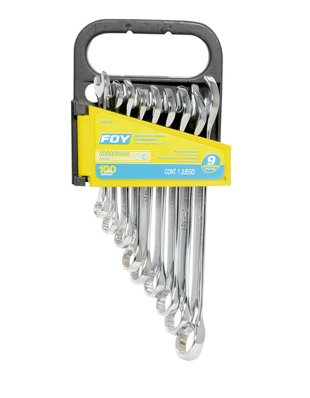 Jgo 9 llaves combinadas pulido espejo 12 puntas métricas Foy