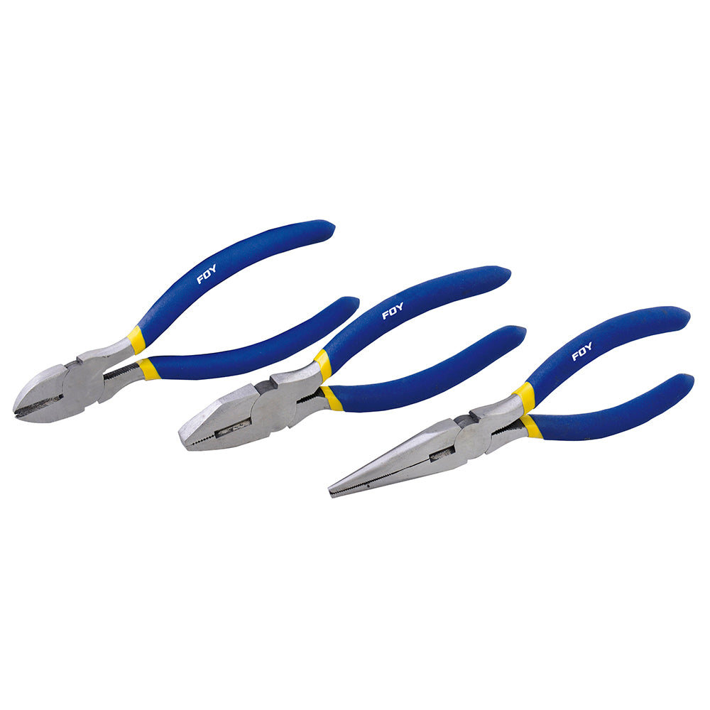 Juego de 3 pinzas para electricista 6" y 8" Foy