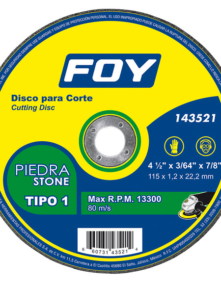Disco t/1 piedra 4-1/2"x1.2mm Foy