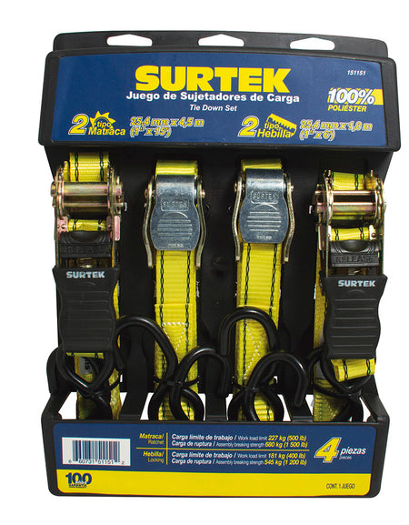 Juego de 4 sujetadores tipo matraca y hebilla Surtek