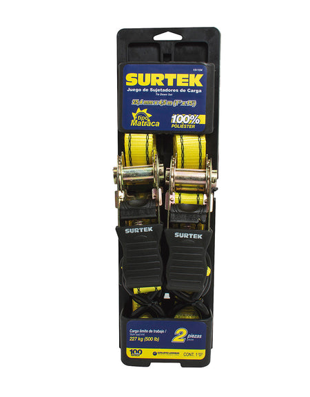 Juego de 2 sujetadores y tensores tipo matraca 4.5m Surtek