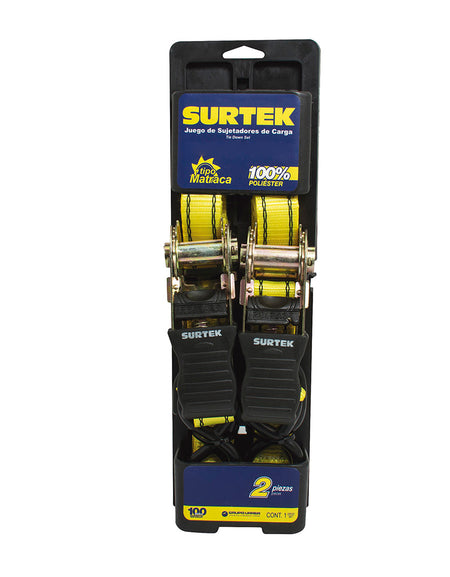 Juego de 2 sujetadores y tensores tipo matraca 1.8m Surtek