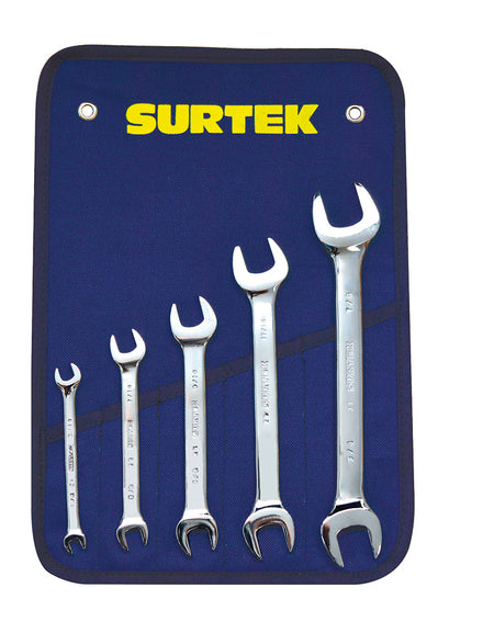 Surtek Juego 5 llaves españolas pulido espejo en pulgadas