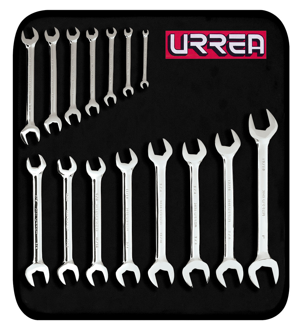 Juego de 15 llaves españolas pulido espejo en pulgadas Urrea