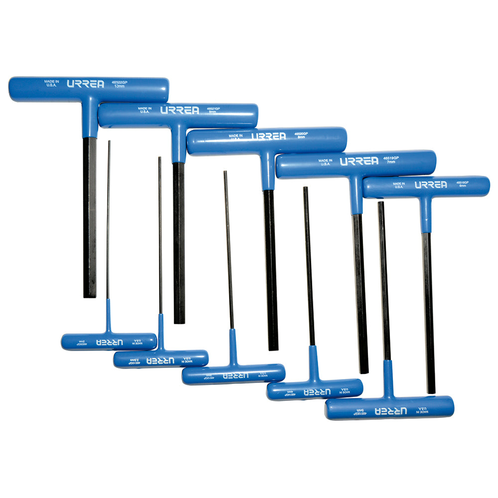 Juego 10 llaves hexagonales T ergonómicas métricas 6" Urrea